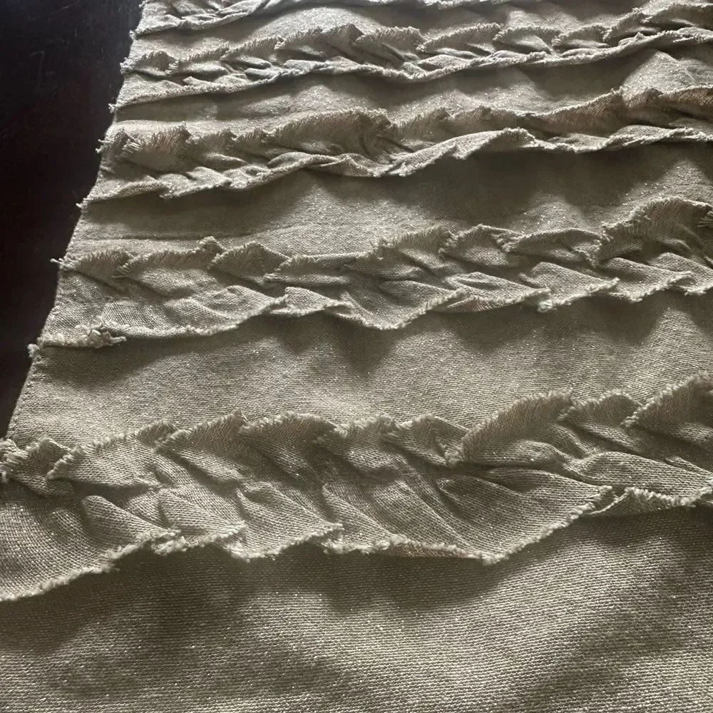 Nicole Miller Sand Colored Ruffled Table Runner